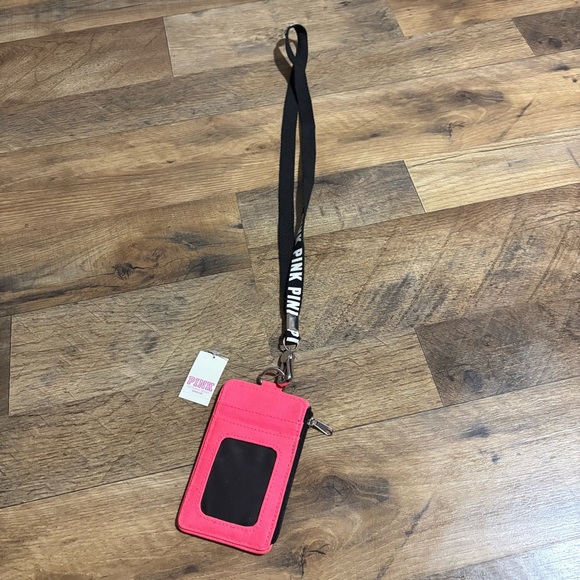 Victoria's Secret Vibrant Pink Wallet with Black Lanyard - Picture 1 of 3
